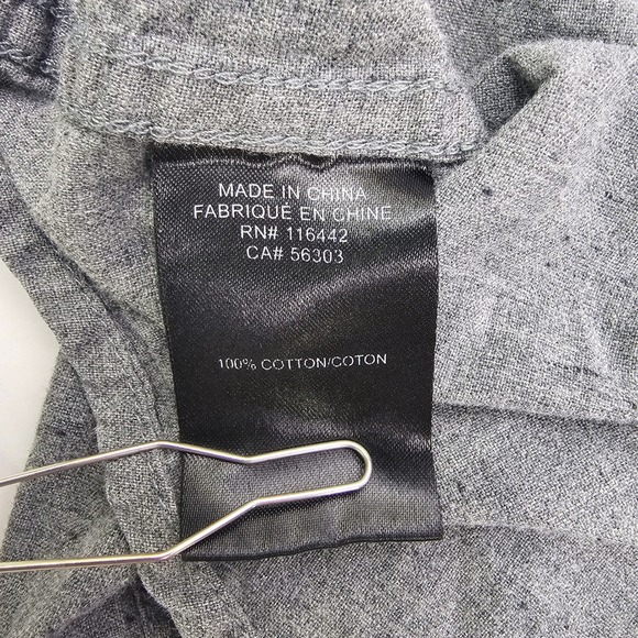 Dravus Mens Size Medium Button Up Shirt Gray Cotton Casual Short Sleeve Pocket - Picture 5 of 8